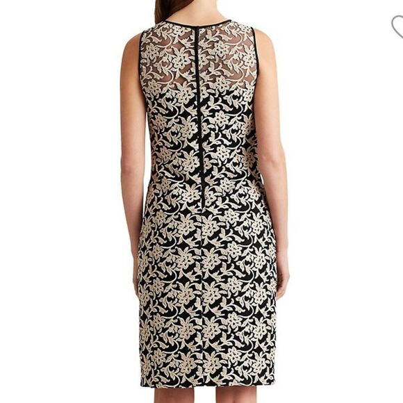 Lauren Ralph Lauren Embroidered Floral Tulle‎ Cocktail Dress Size 8 - Picture 2 of 13